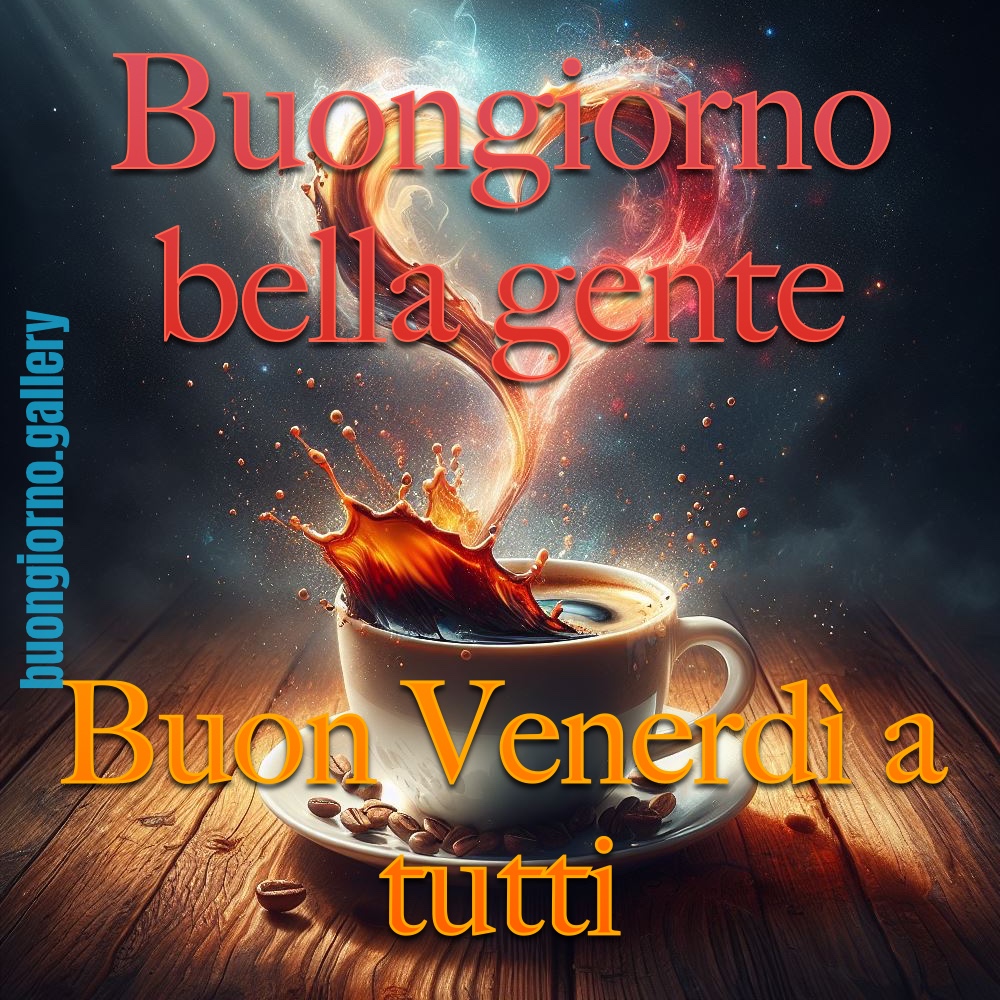 Un caffè che ha la forma di un cuore per un buongiorno buon Venerdì pieno d'amore!