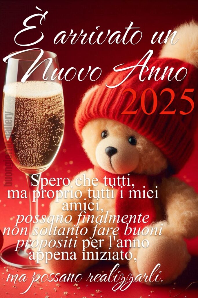 Gli auguri di buon 2025 con un tenero orsacchiotto di peluche!